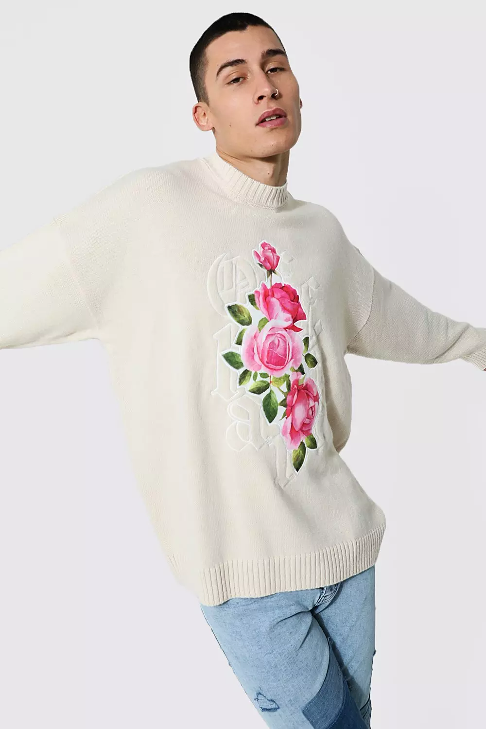 Rose embroidered jumper sale