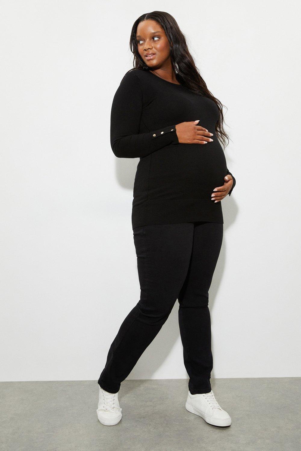 Women's Maternity Over Bump Black Boyfriend Jeans - 8
