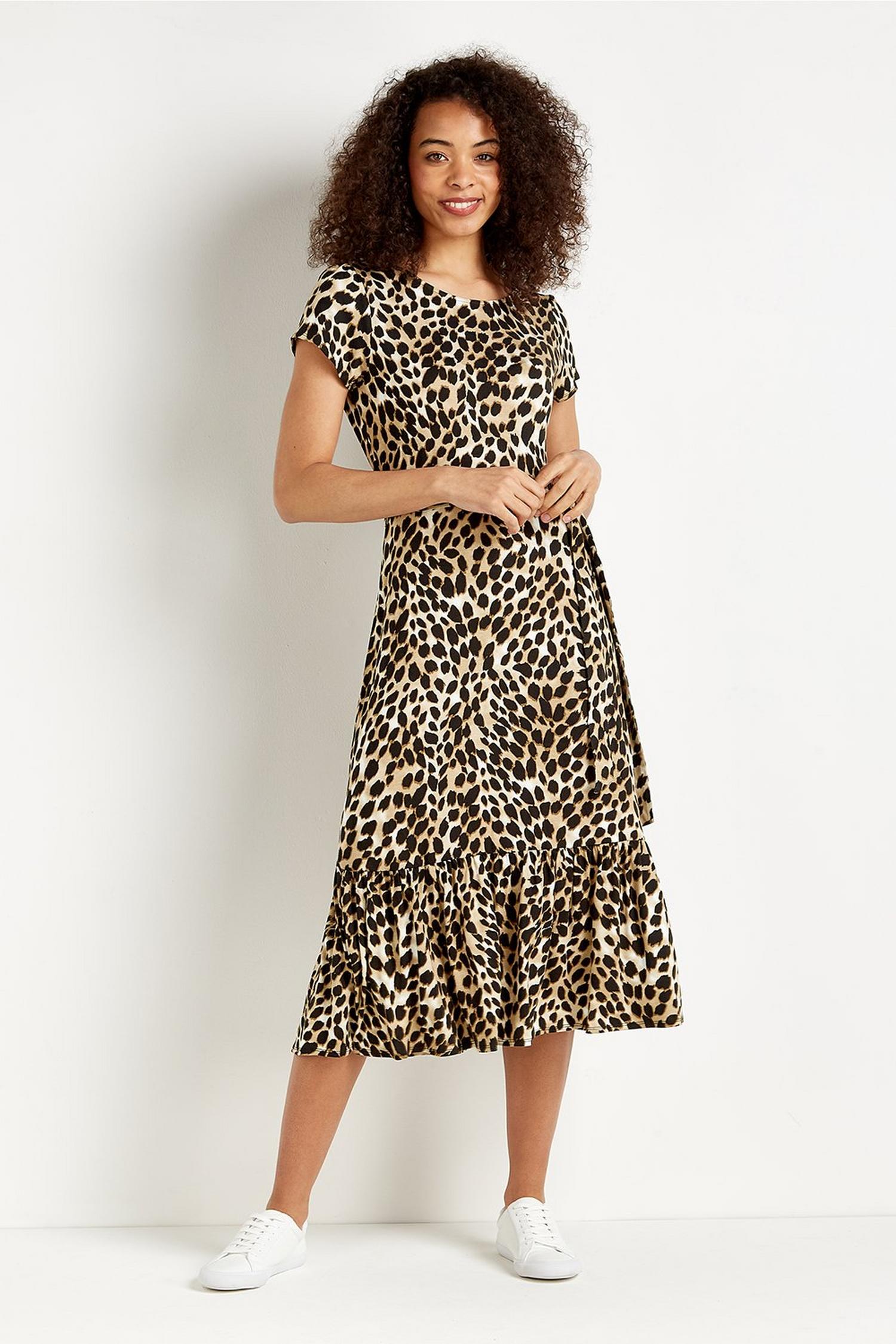 Download Animal Print Tiered Midi Jersey Dress | Wallis UK