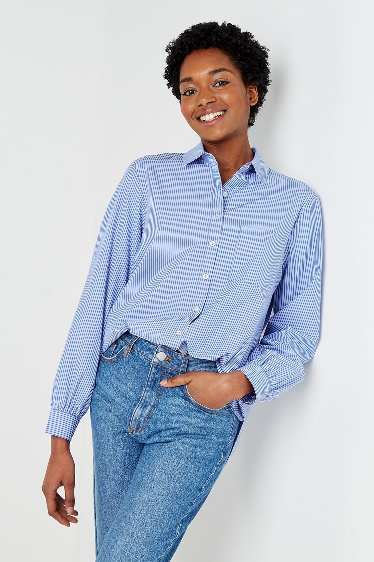 Blue Stripe Longline Shirt | Wallis UK