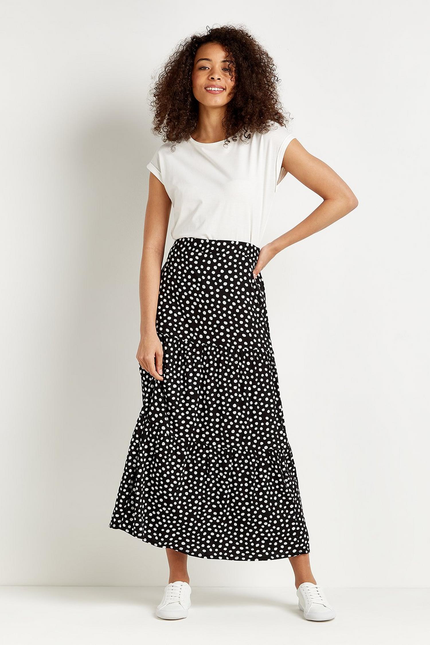 Black Spot Jersey Maxi Skirt | Wallis UK