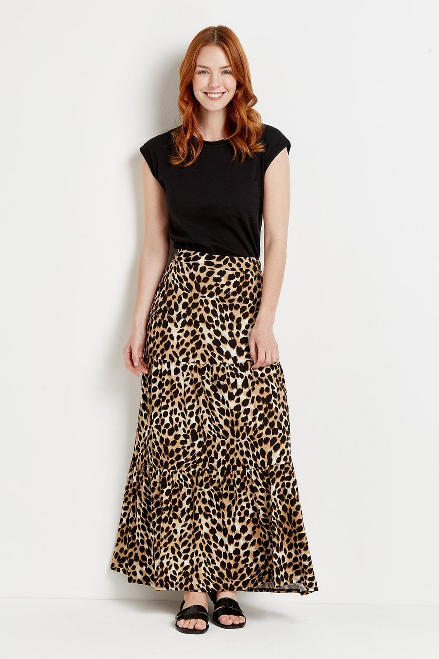 Animal Print Jersey Maxi Skirt | Wallis UK