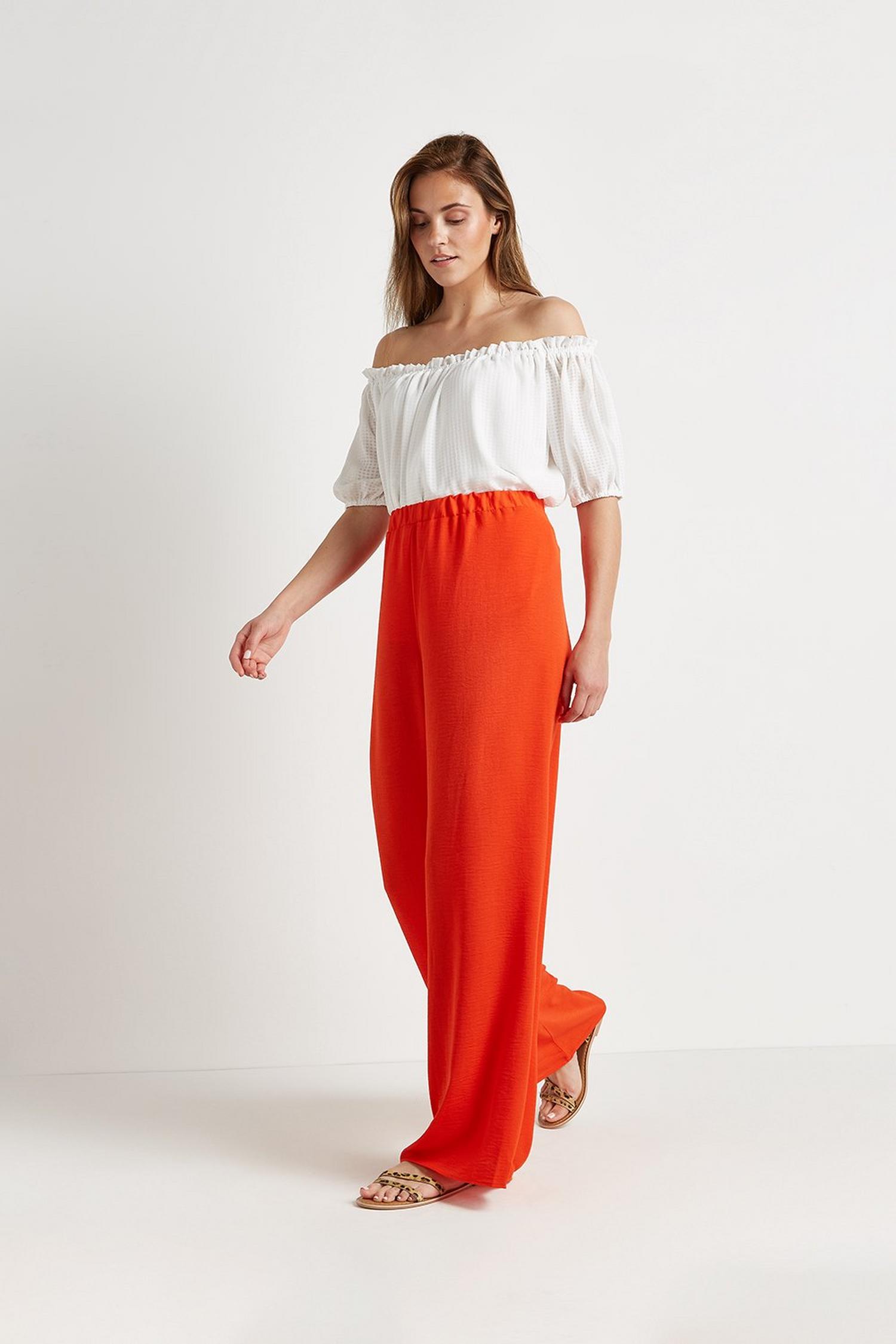 womens red wide leg trousers