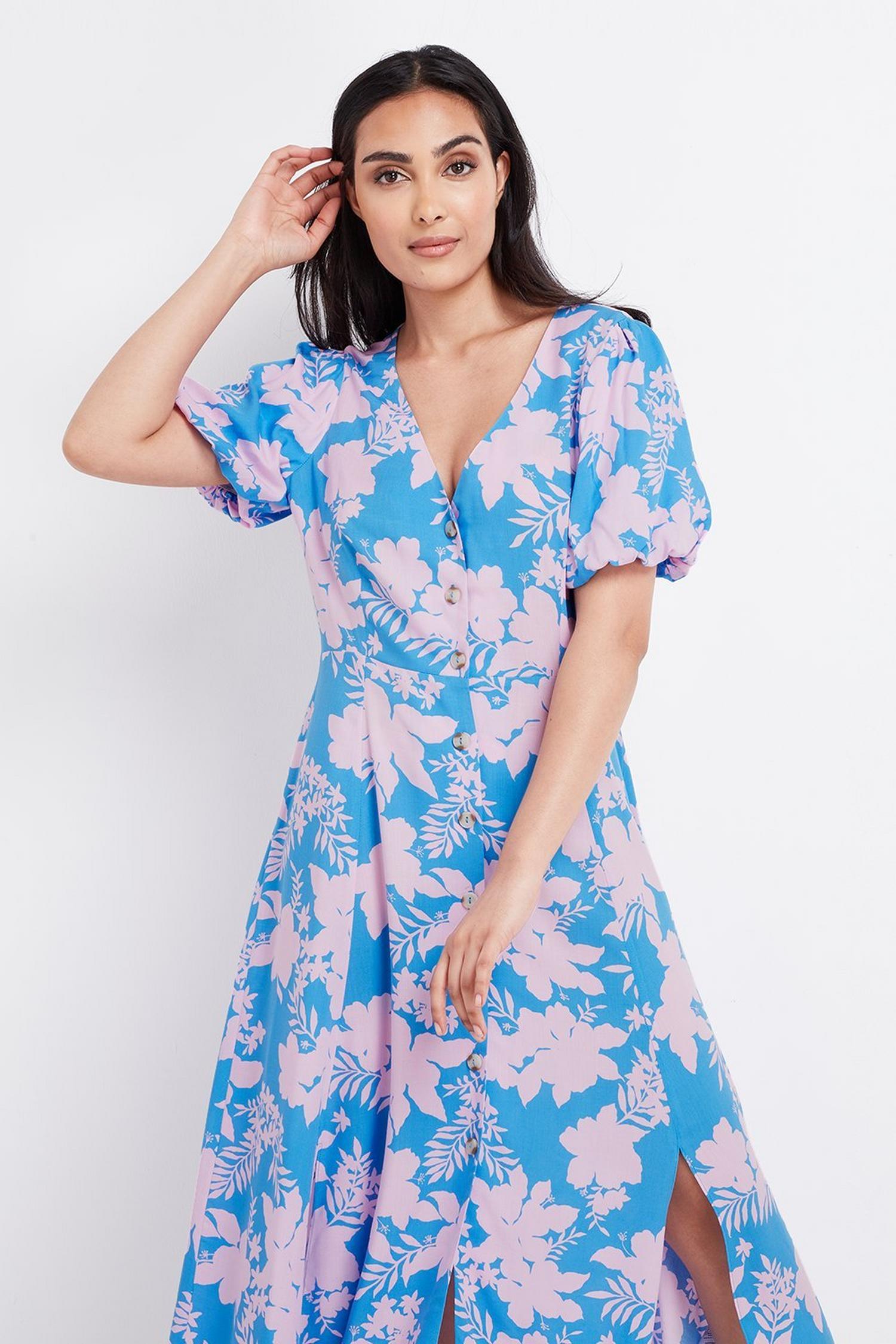 floral button up dress