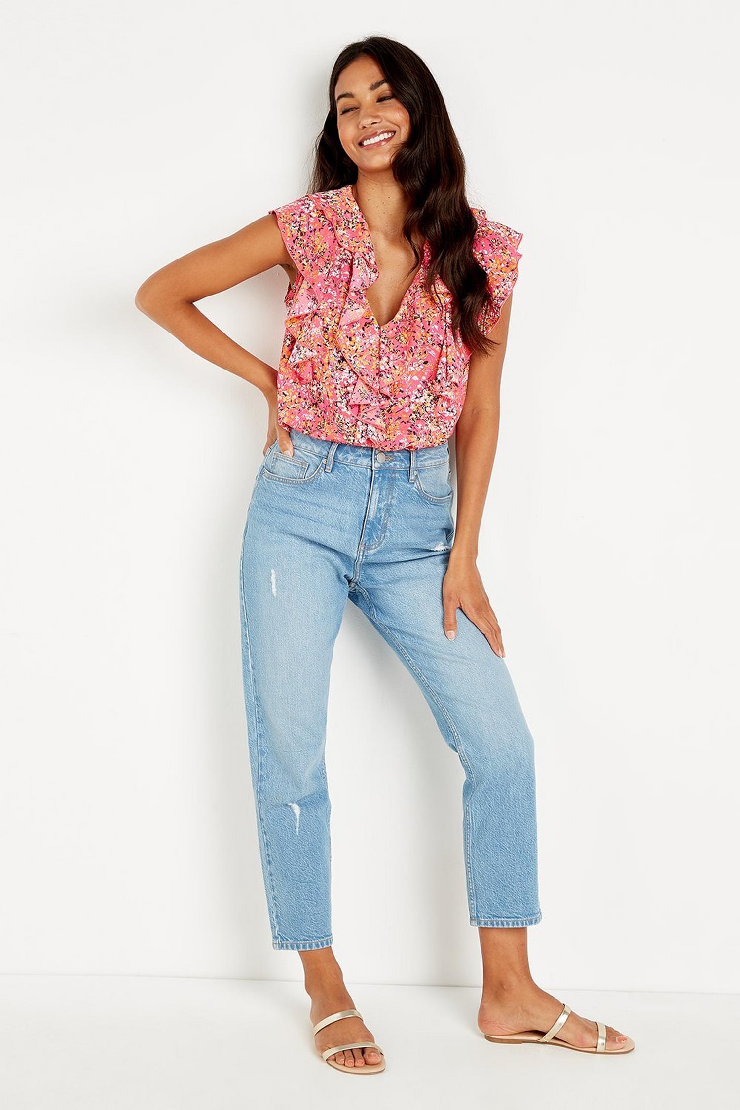 Pink Floral Ruffle Top | Wallis UK