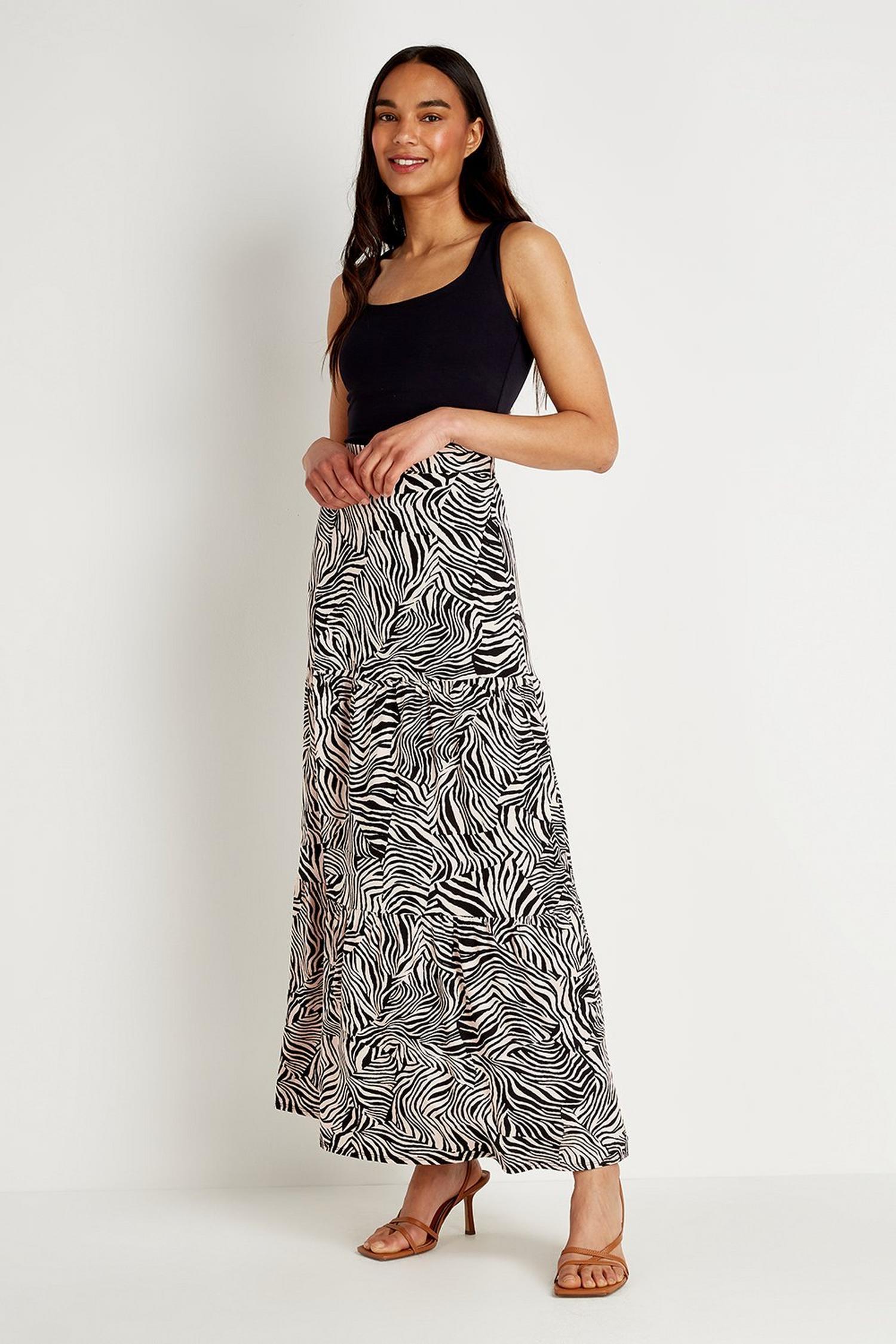 Zebra Print Jersey Maxi Skirt Wallis UK