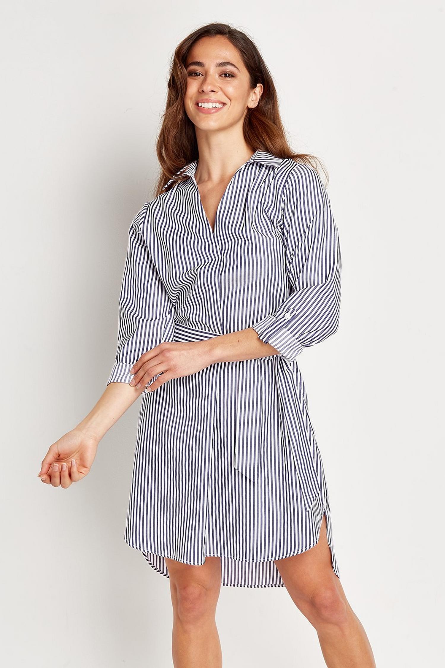 Navy Poplin Stripe Shirt Dress | Wallis UK