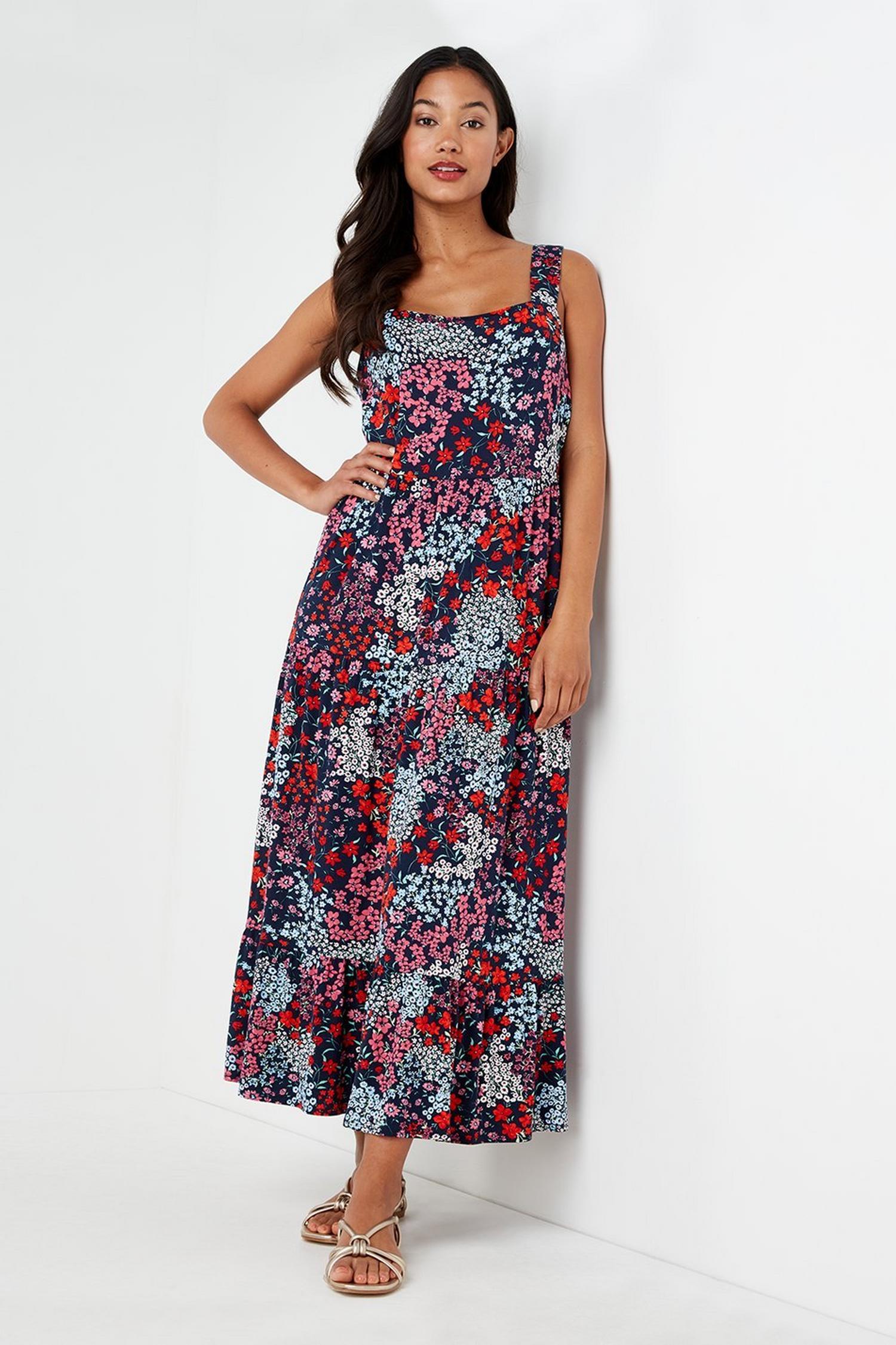 Navy Garden Ditsy Jersey Midi Sundress | Wallis UK