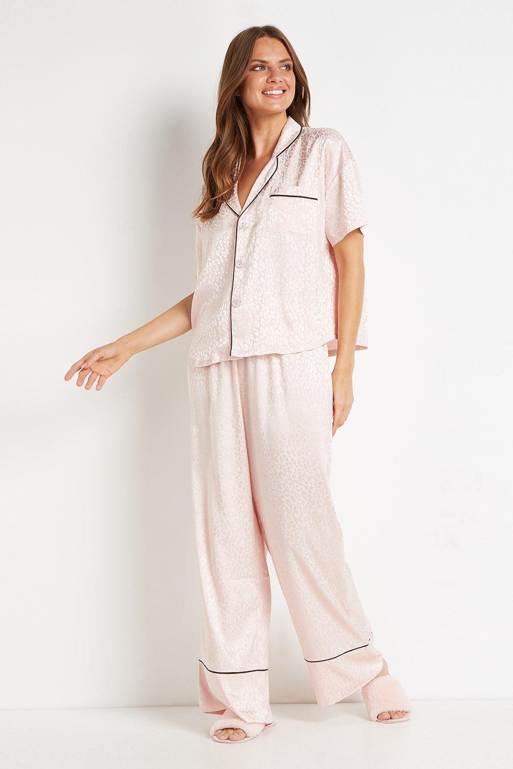 Womens Jacquard Contrast Pyjama Set