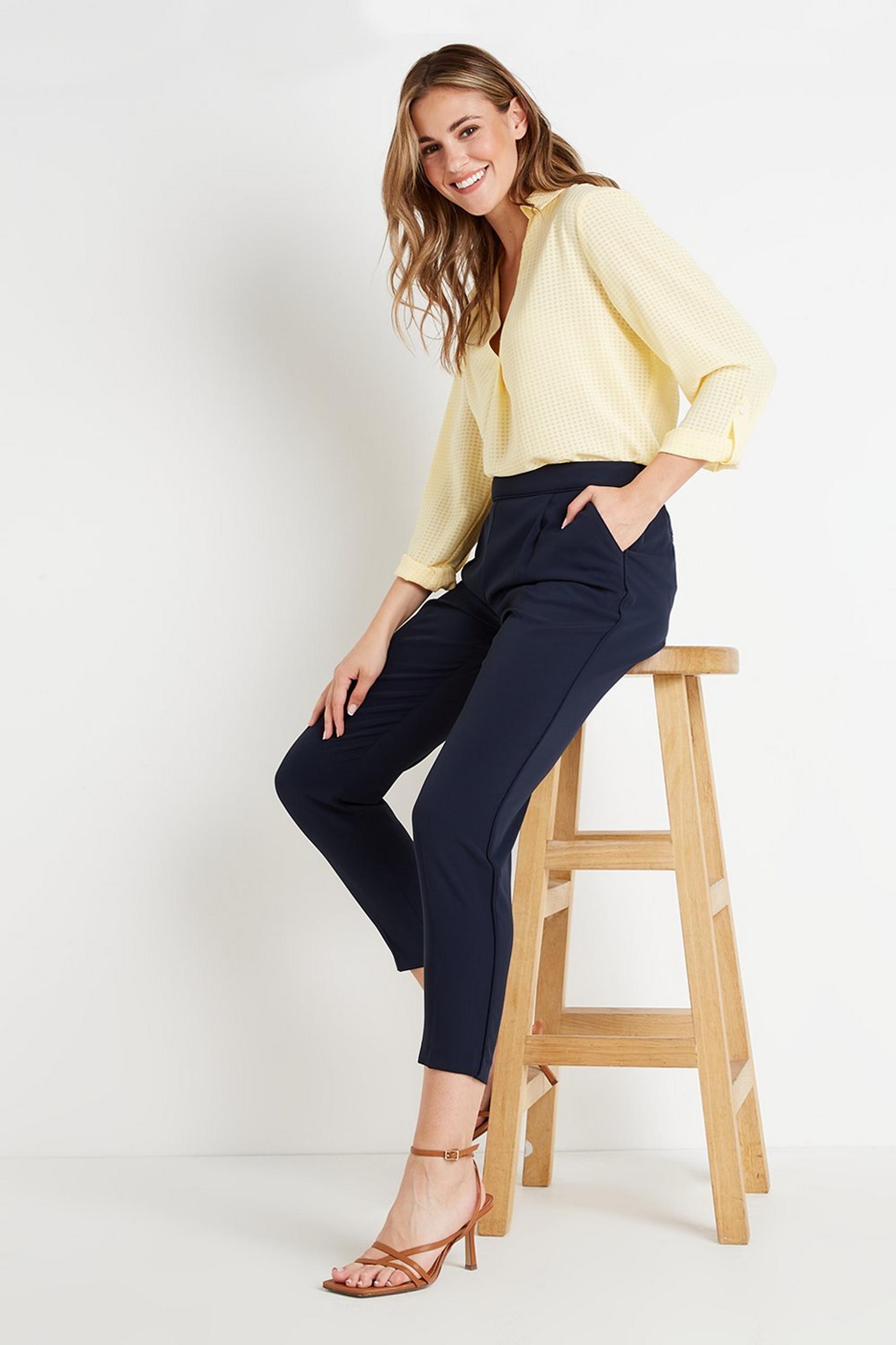 navy pull on trousers womens