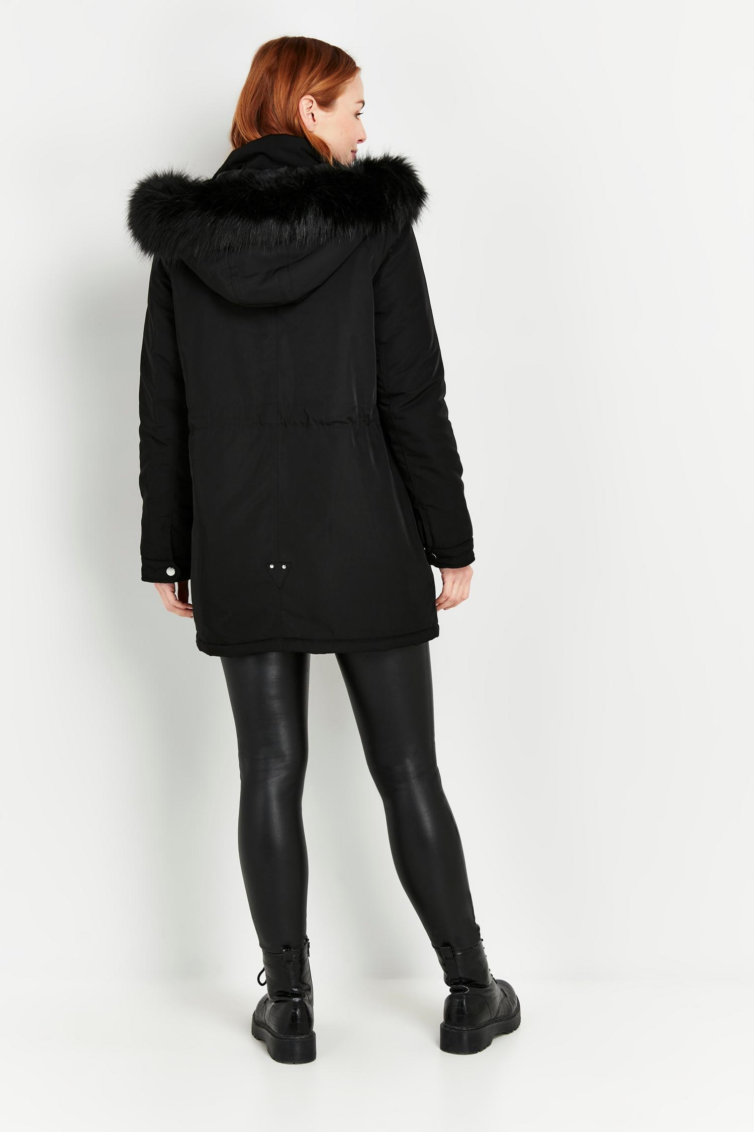 Black Fur Hooded Parka Coat | Wallis UK