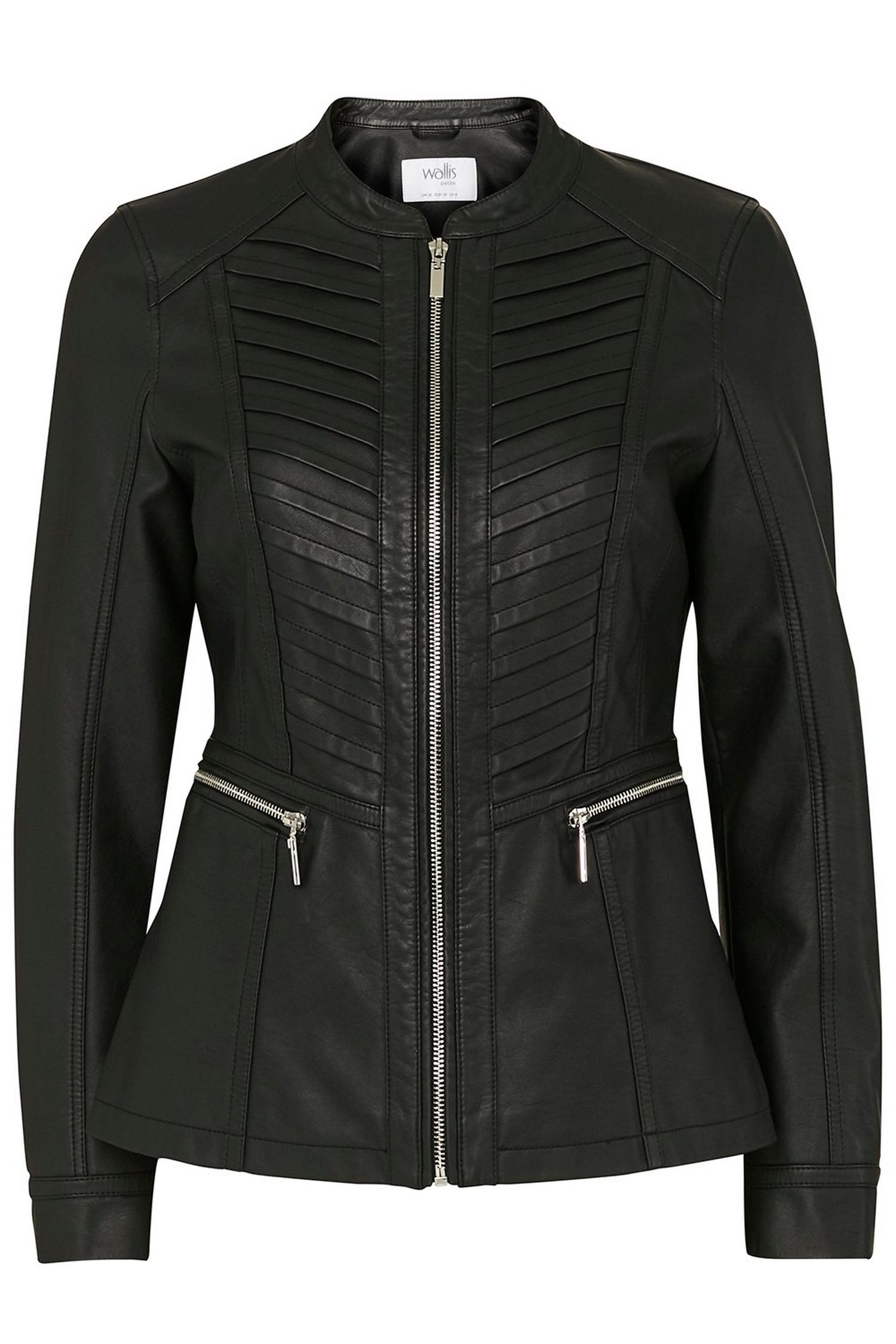 PETITE Black Faux Leather Jacket | Wallis UK