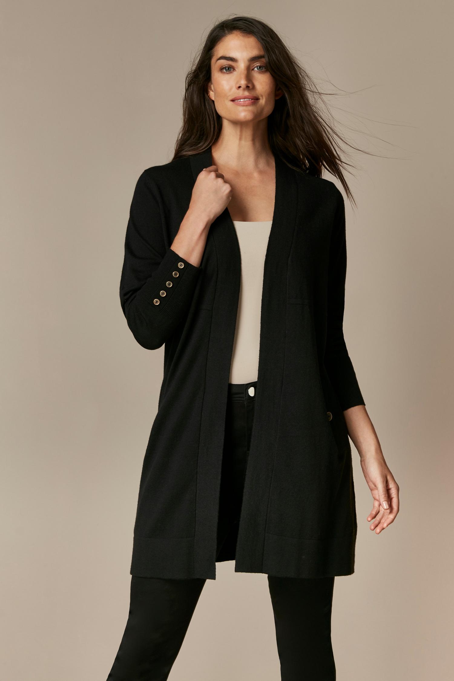 Black Longline Cardigan Wallis UK