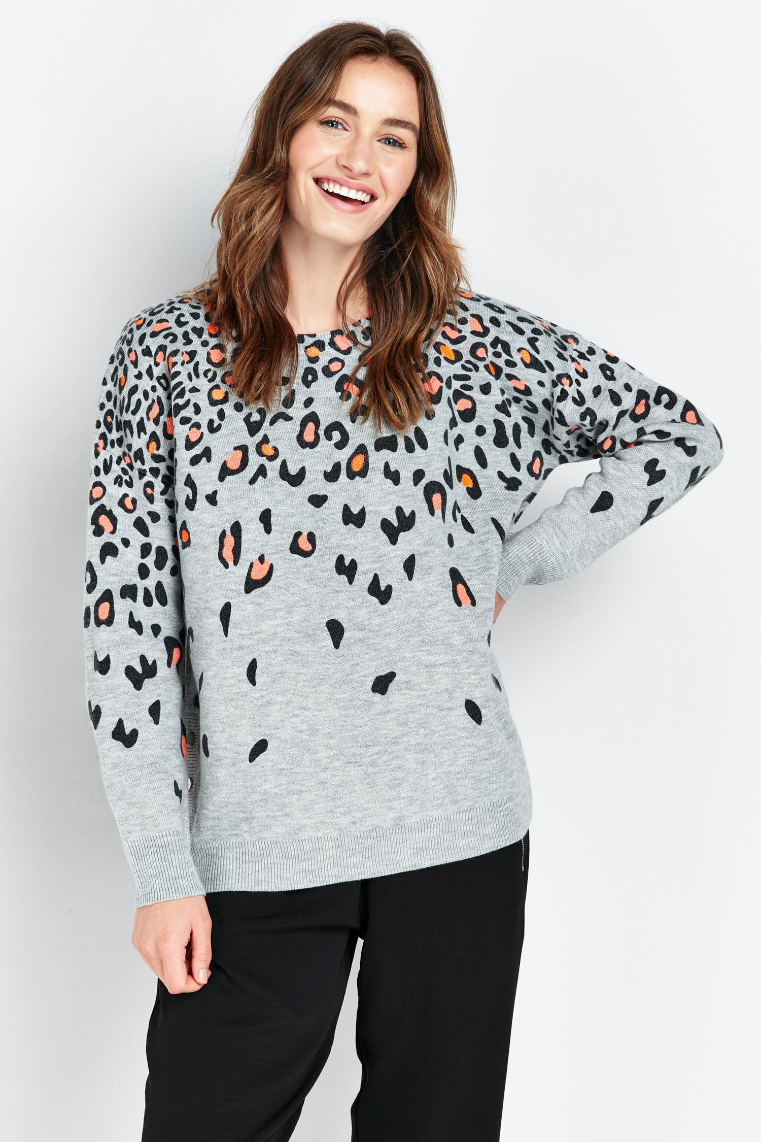 Grey Neon Animal Print Jumper | Wallis UK