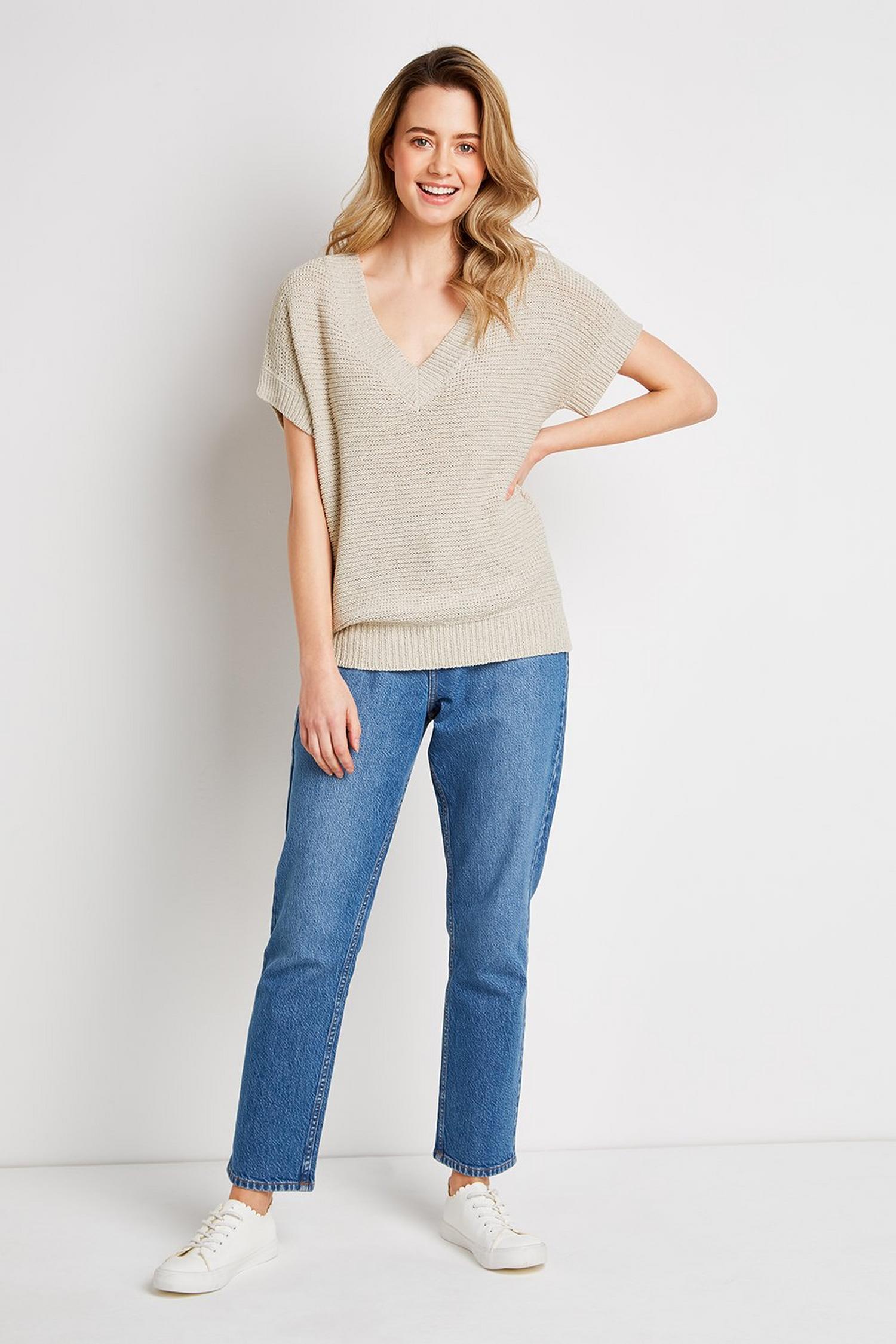 stone v neck jumper