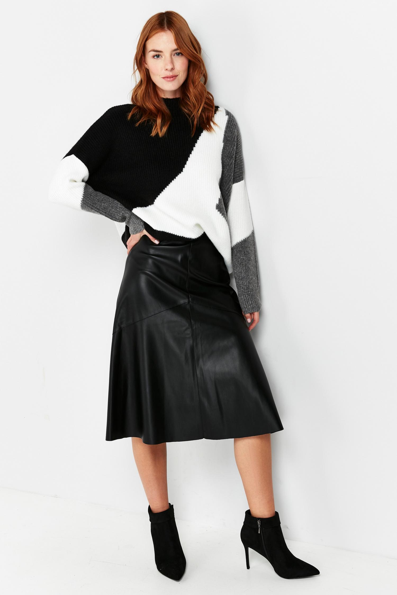 Black Faux Leather A Line Skirt Wallis Uk 1375