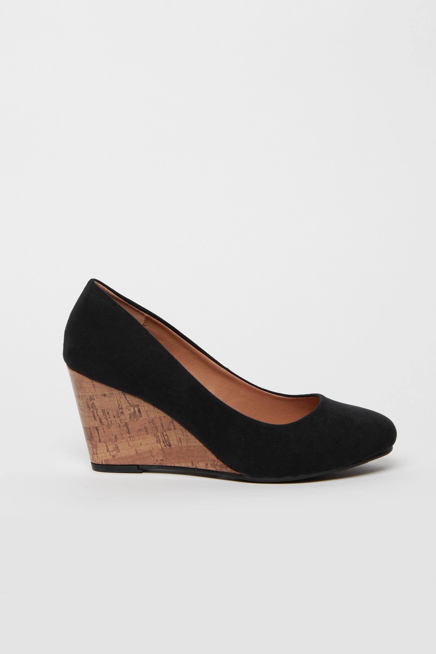 WIDE FIT Black Wedge Heeled Shoes | Wallis UK