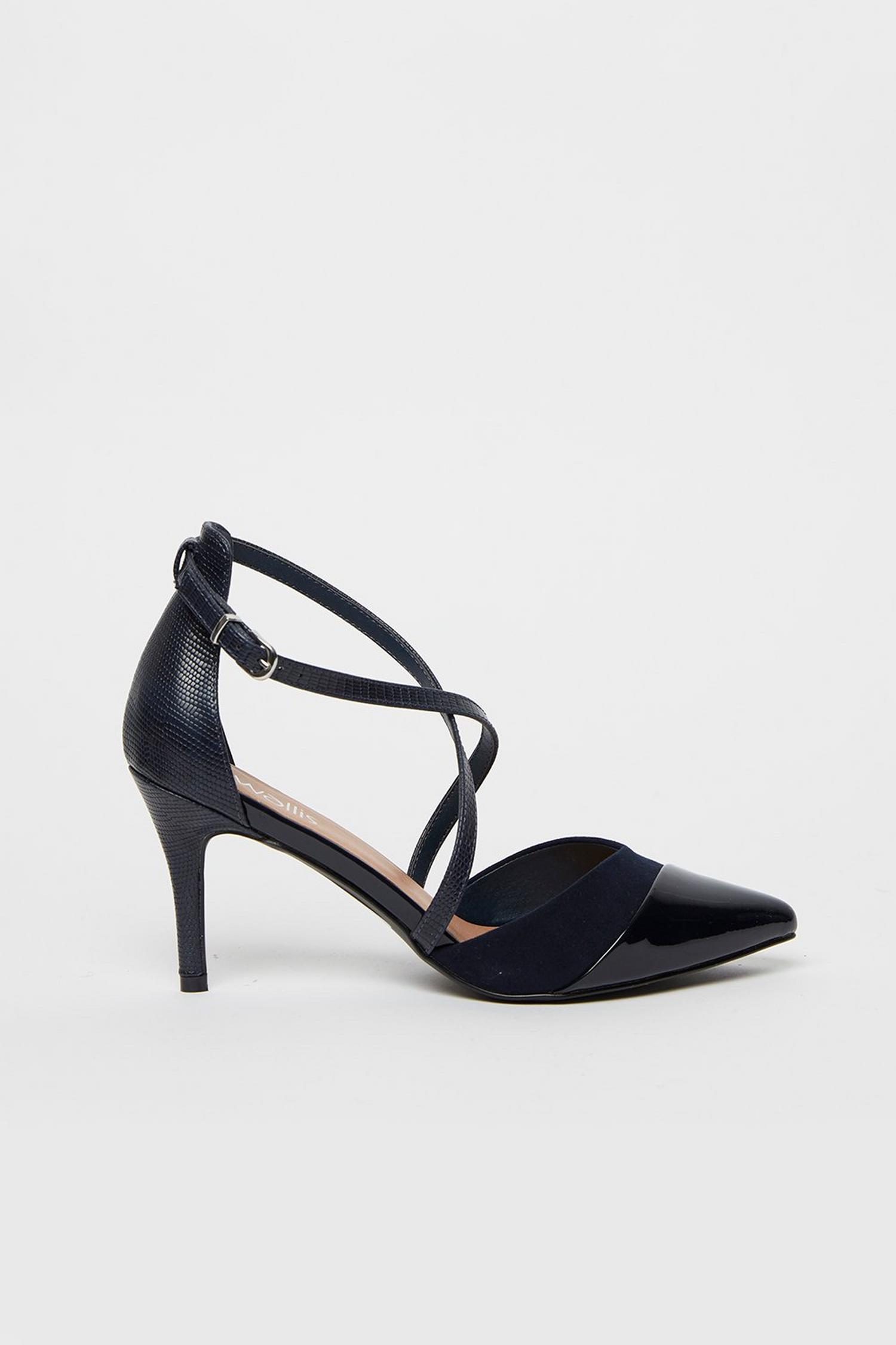 Navy Cross Strap Heels | Wallis UK