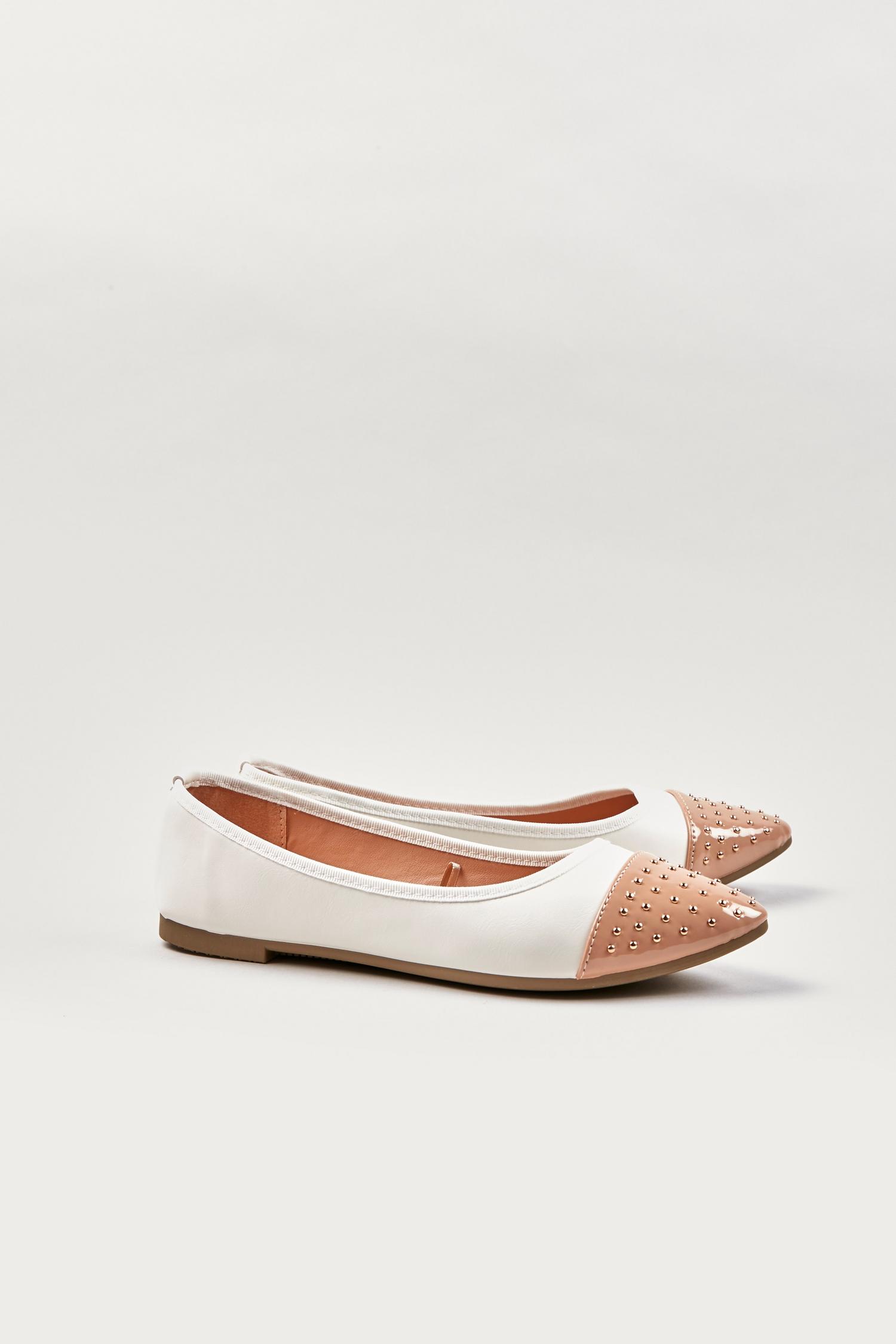 cream leather ballet pumps