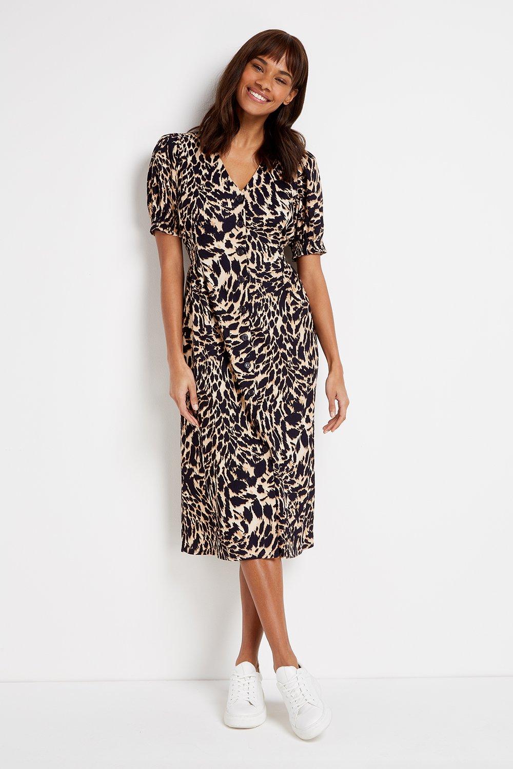 short sleeve leopard print dress