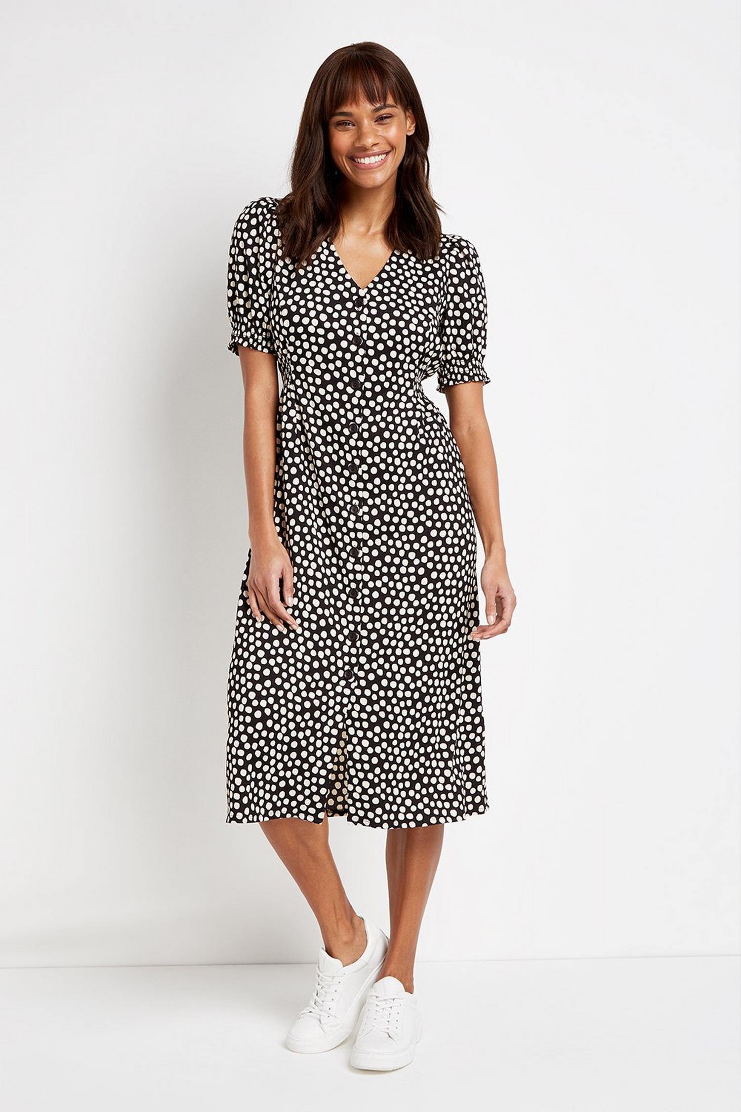 Black Polka Dot Midi Dress | Wallis UK