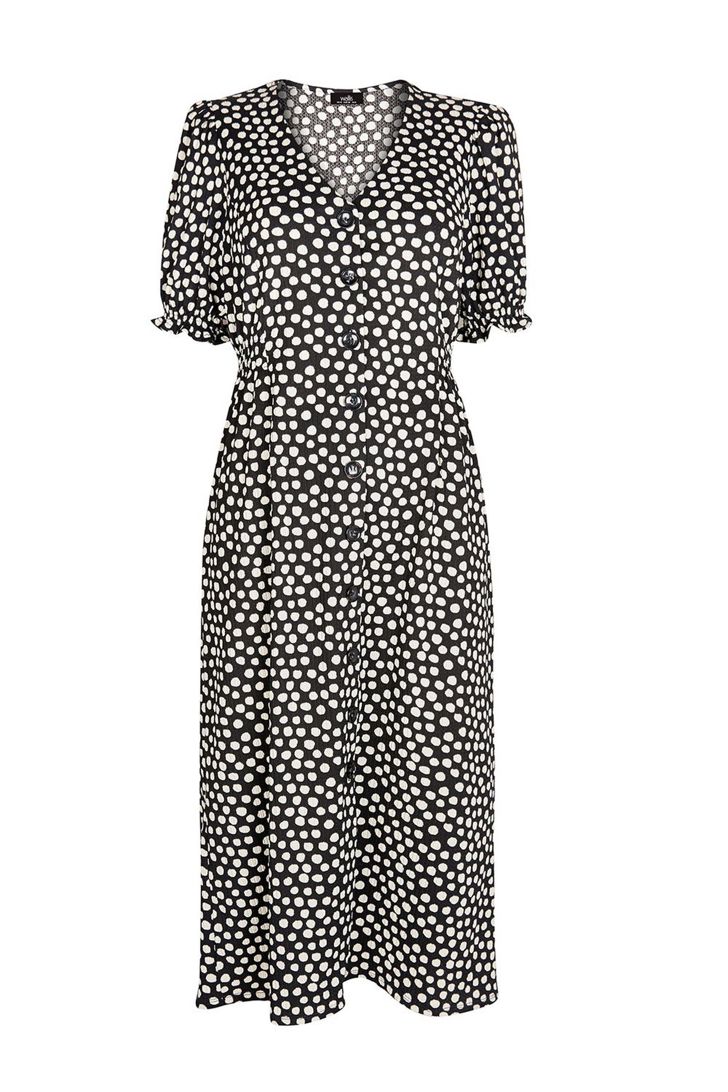 black polka dot midi