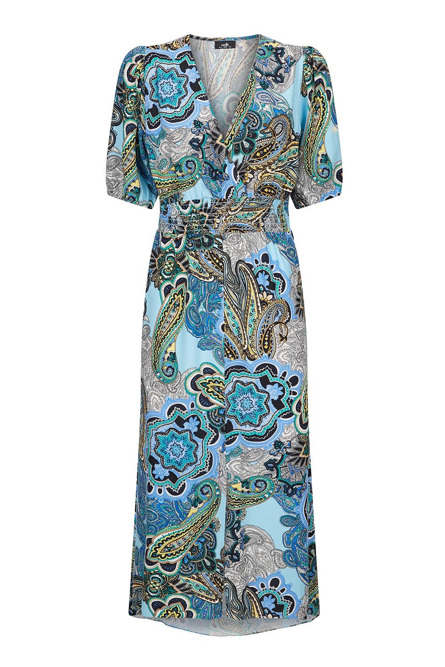 Blue Paisley Print Midi Dress | Wallis UK