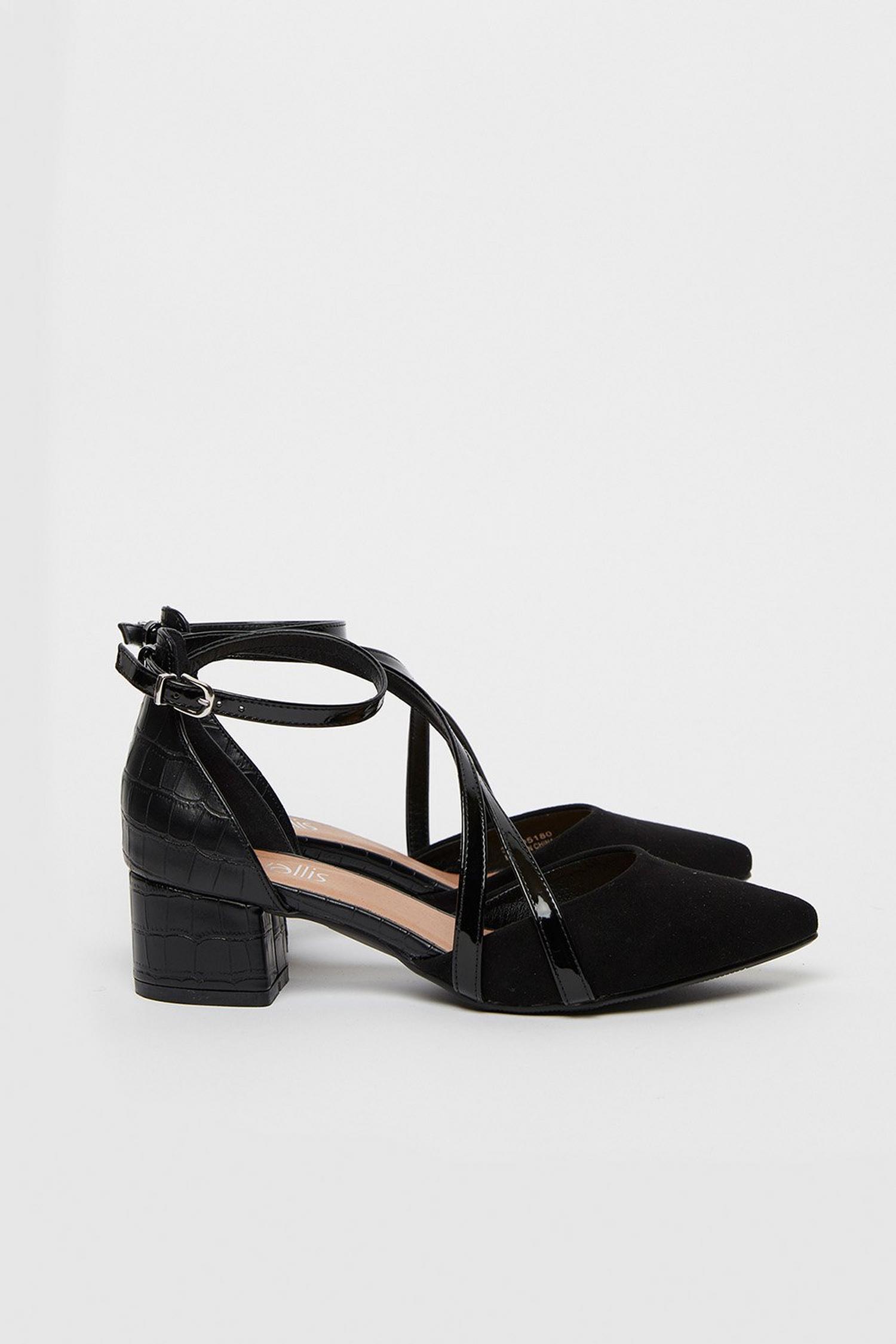 Black Ankle Strap Court Shoe | Wallis UK