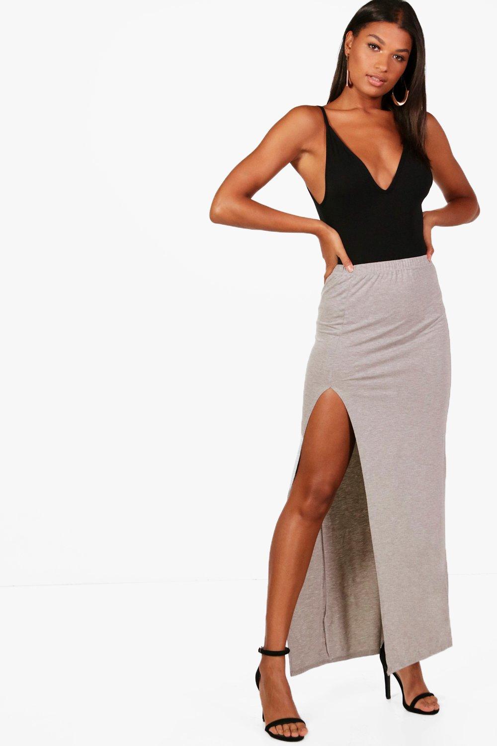thigh split jersey skirt