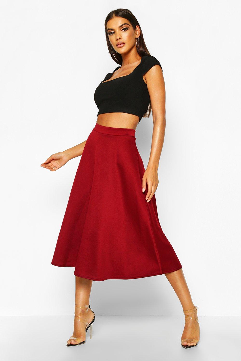 Boohoo Womens Arianna Plain Full Circle Midi Skirt | eBay