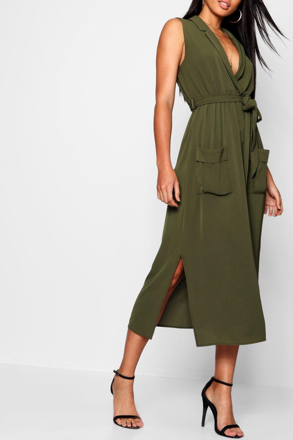 belted midi shirt dress