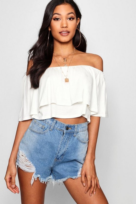 Libby Off The Shoulder Frill Crop Top