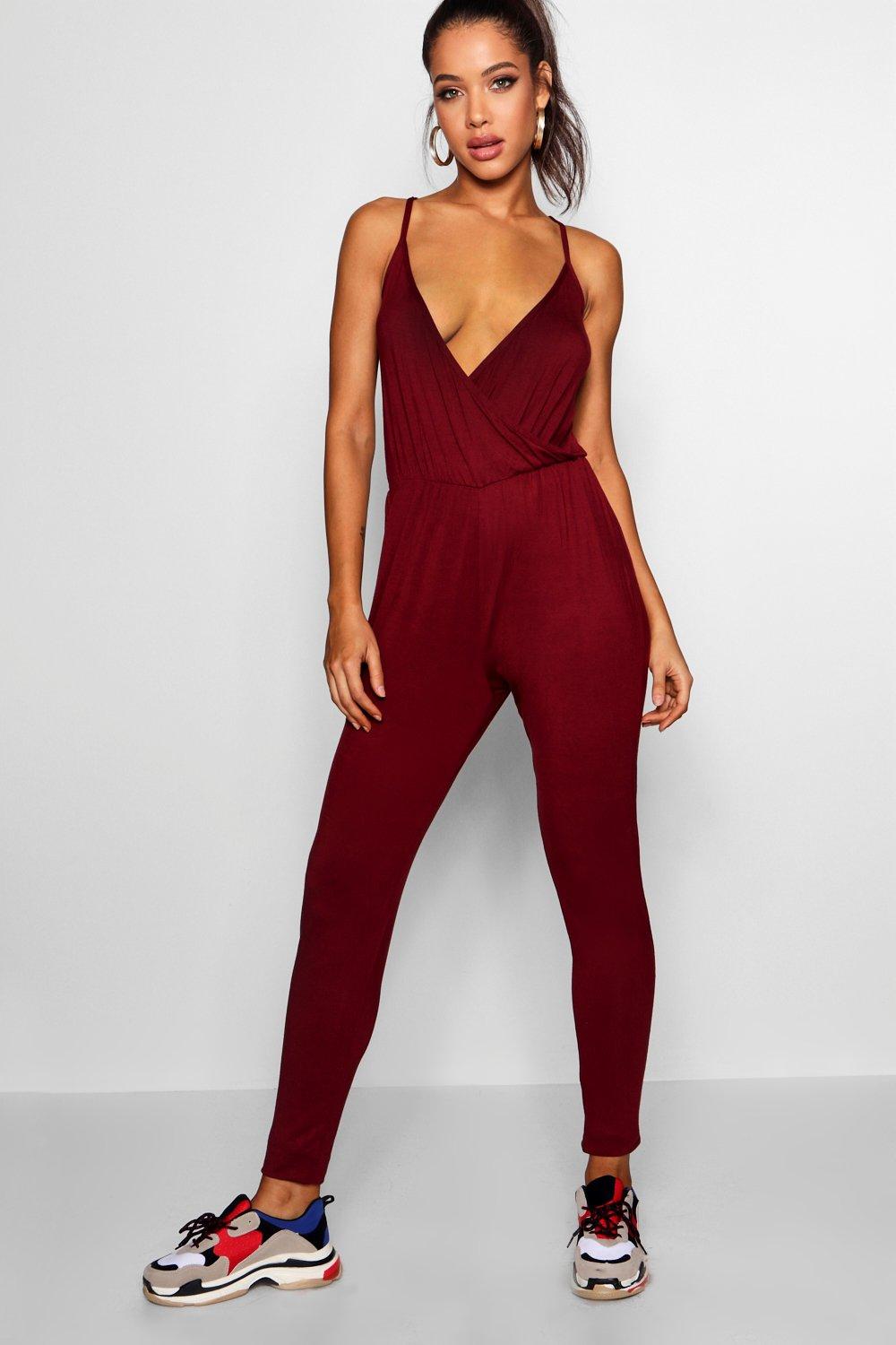 Boohoo Womens Basic Wrap Front Jumpsuit | eBay