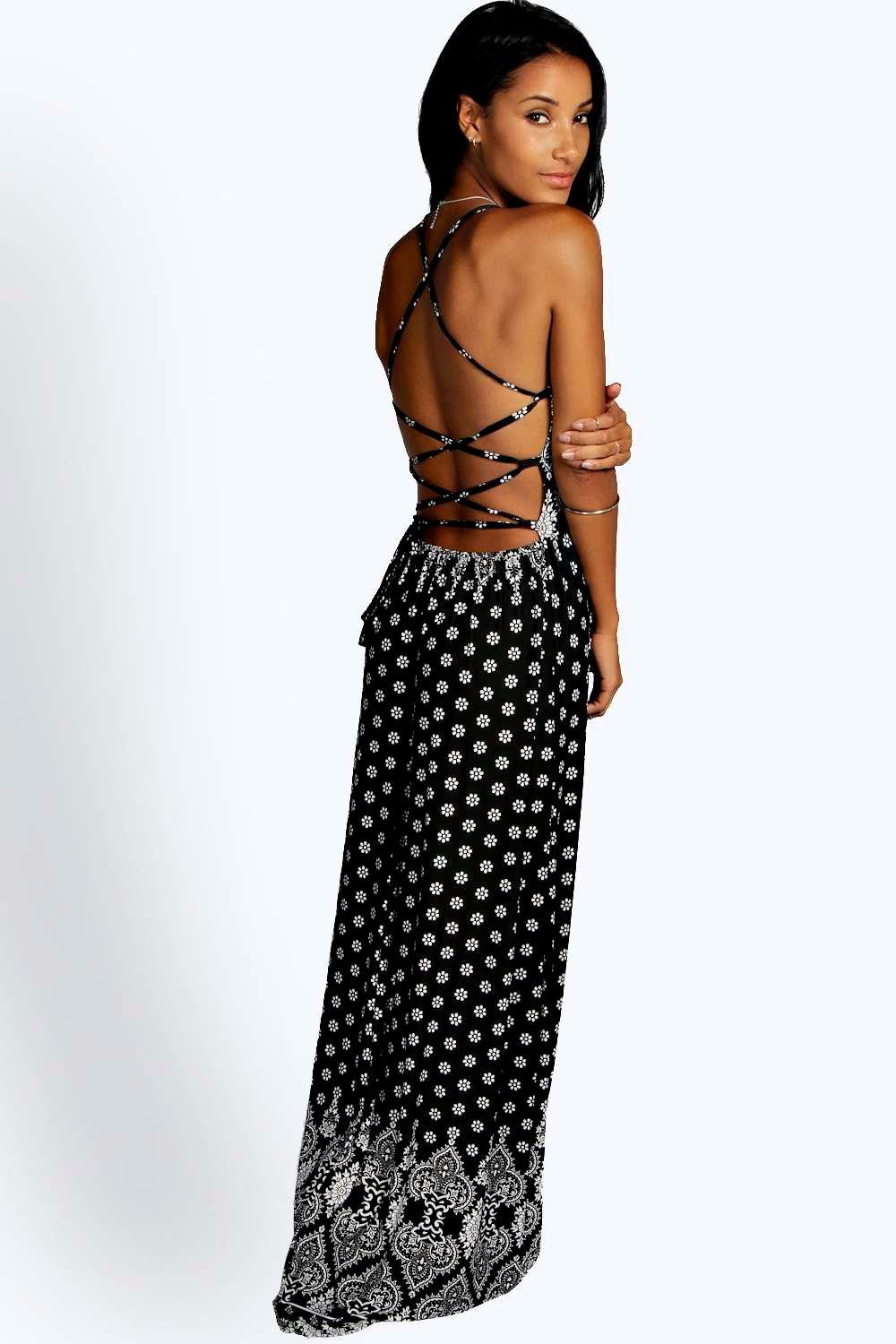 black strappy maxi dress uk