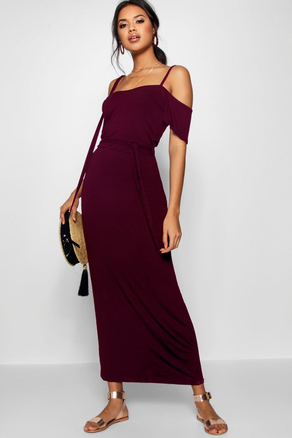 open shoulder maxi dress