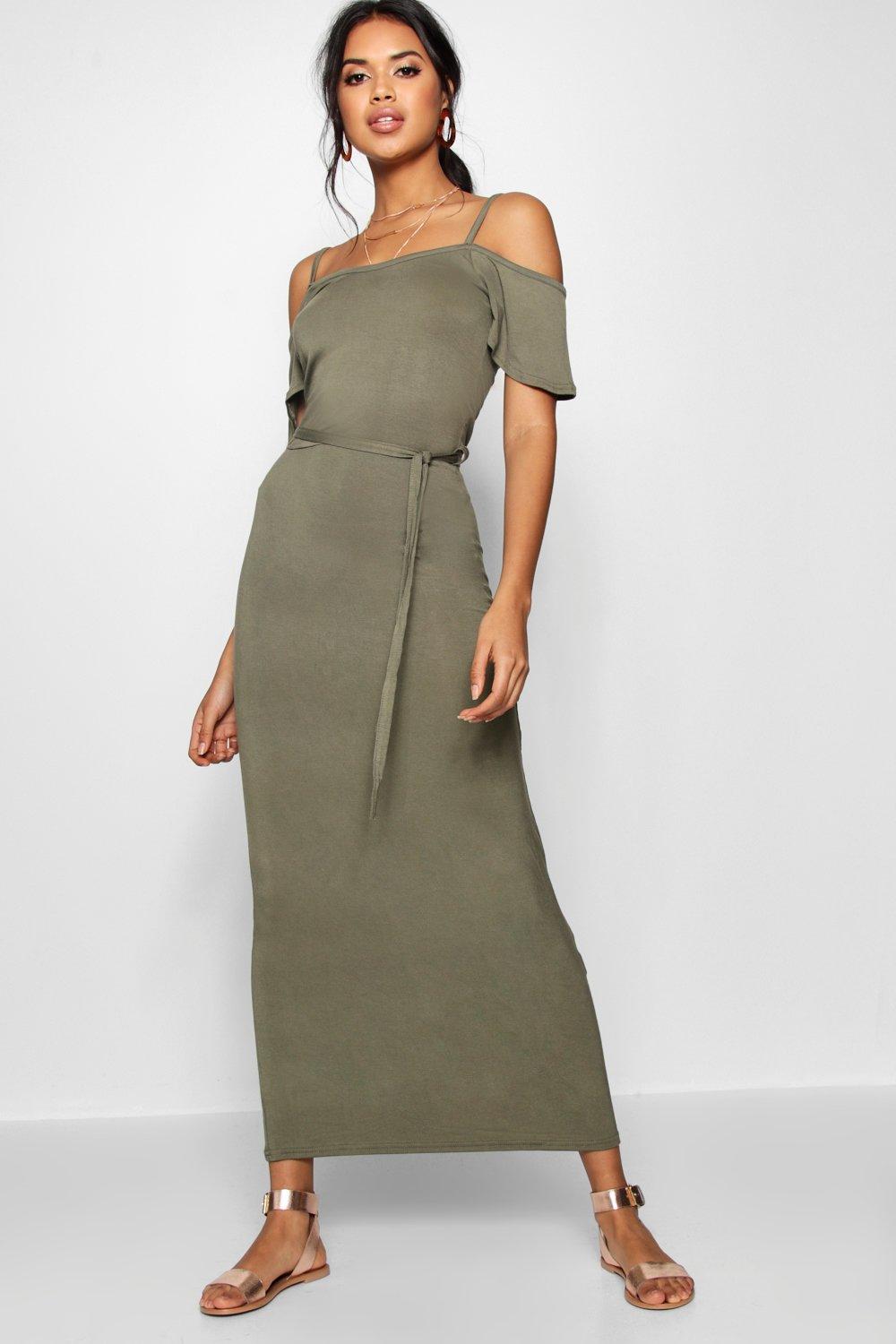 Boohoo Womens Isla Open Shoulder Maxi Dress | eBay