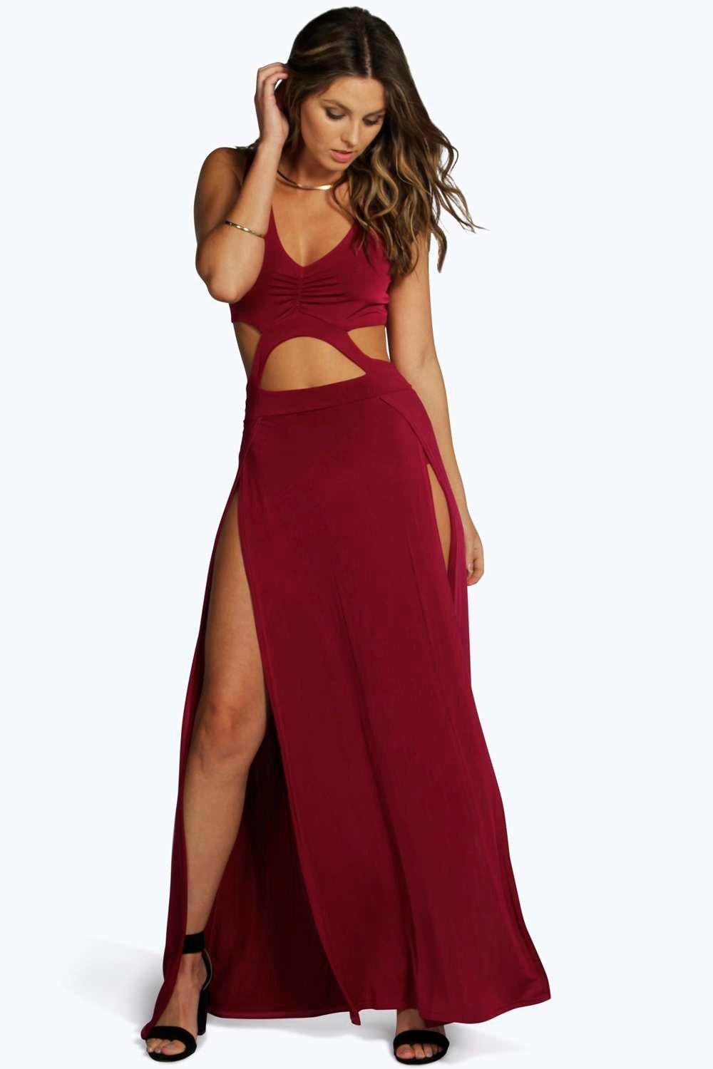 RÃ©sultat de recherche d'images pour "Slinky Cutout Thigh Split Maxi Dress"