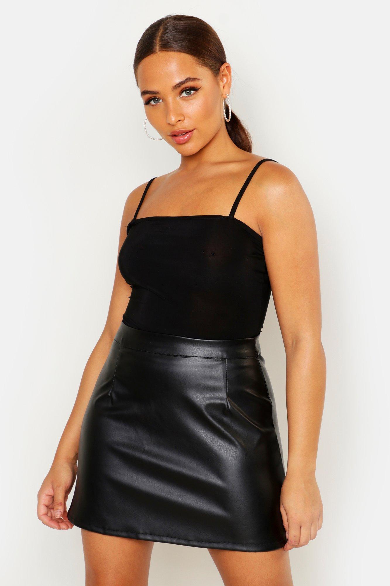 Real Leather A Line Skirt