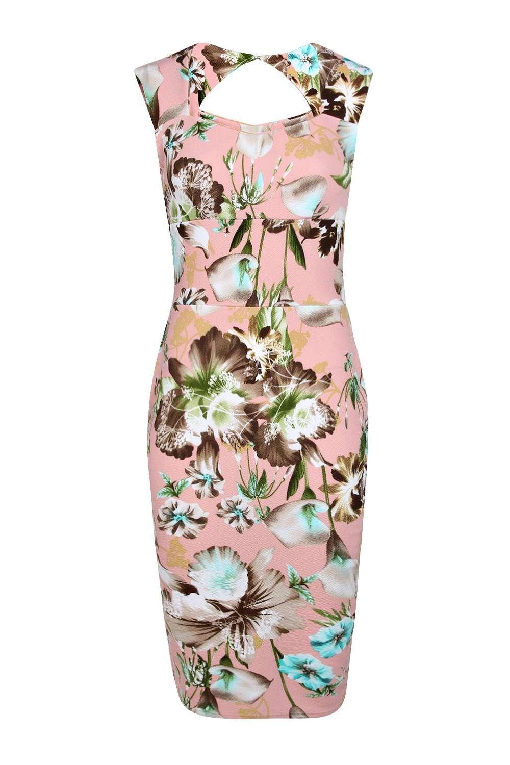 Boohoo Womens Ivy Floral Print Sweetheart Midi Bodycon Dress | eBay