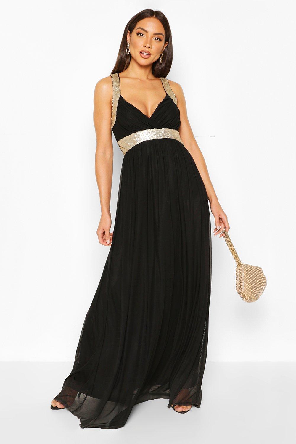 

Boutique с блестками сетчатой Макси-платье со вставками, Black