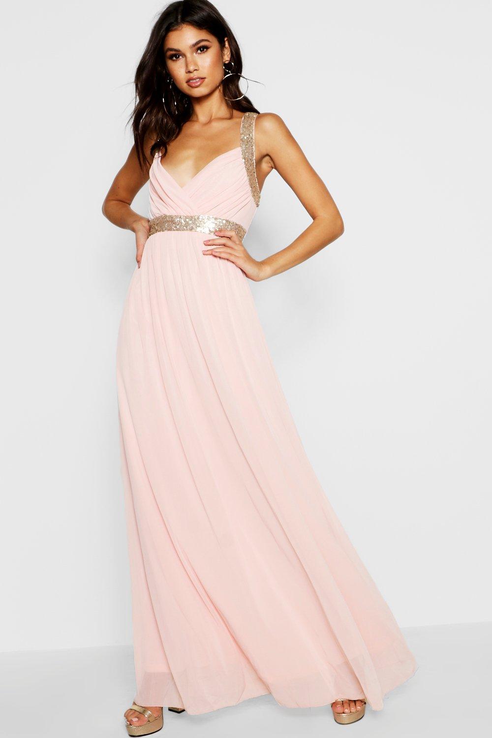 boohoo boutique sequin & mesh maxi dress