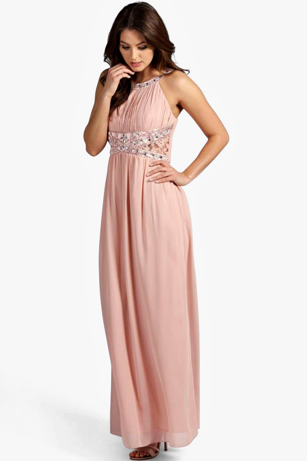 embellished lace detail chiffon maxi dress