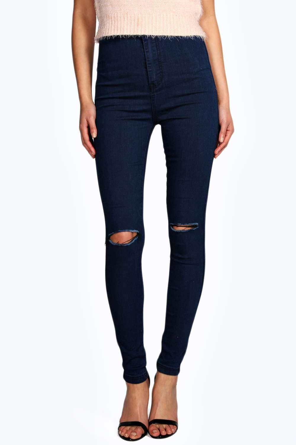 Lara Ripped Knee Super Skinny Tube Jeans | Boohoo