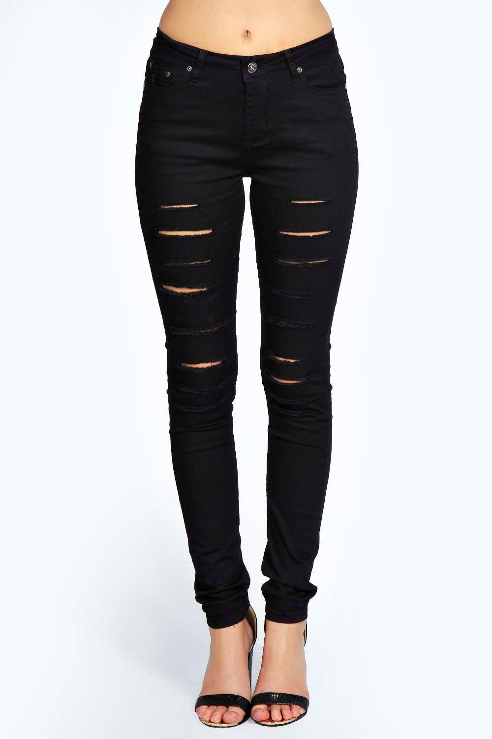mid rise ripped skinny jeans