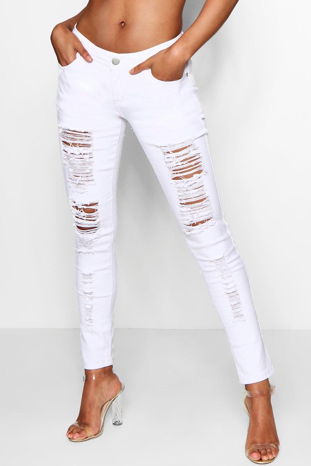 white denim ripped jeans