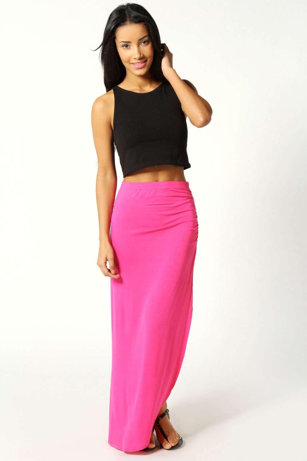Womens Petite Michelle Viscose Maxi Skirt - Pink - 4, Pink
