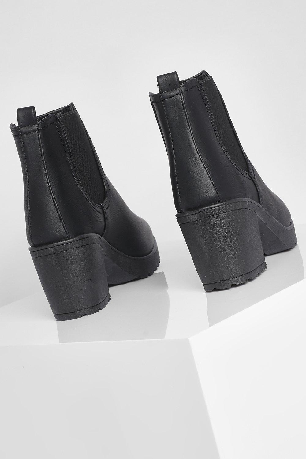 cleated heel chelsea boots