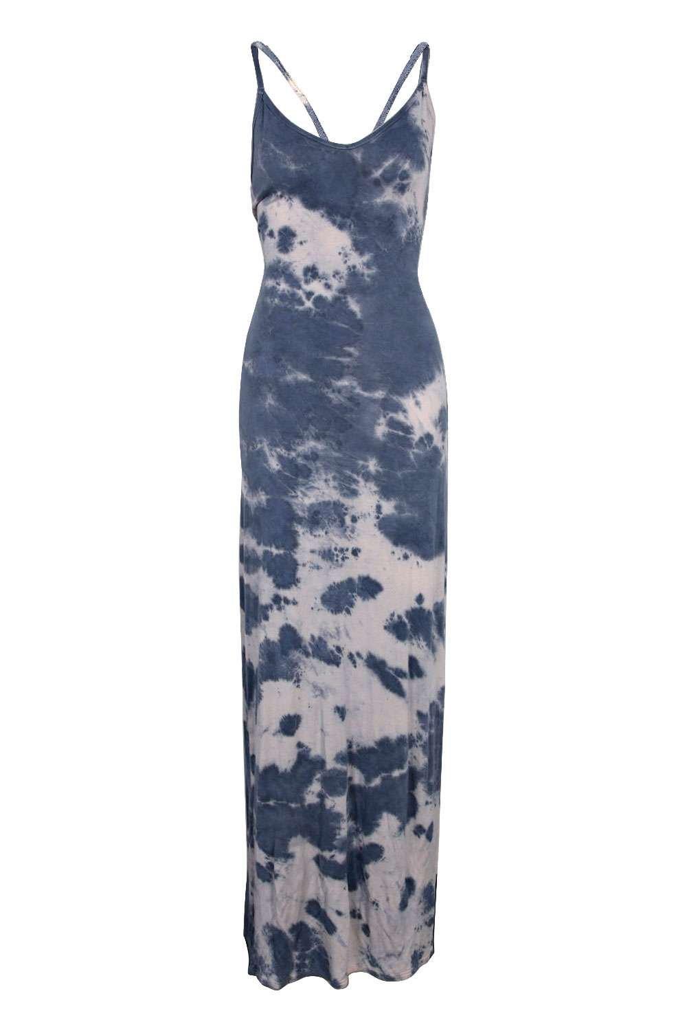 Boohoo Womens Candice Tye Dye Strappy Back Maxi Dress | eBay