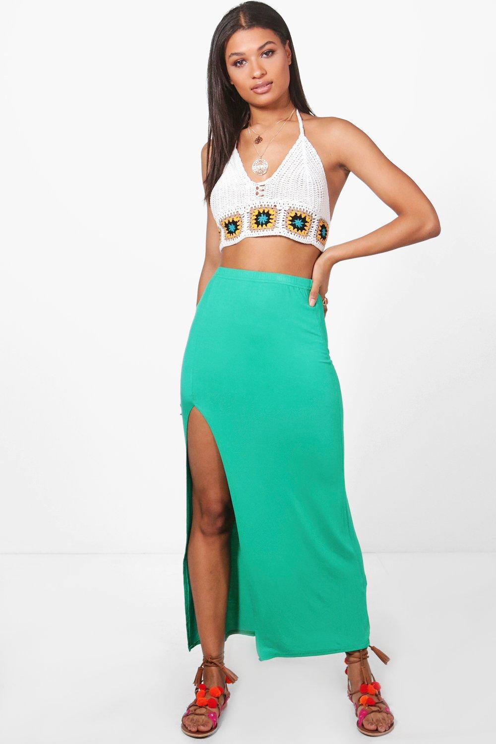 Boohoo Womens Soraya Thigh High Split Maxi Skirt