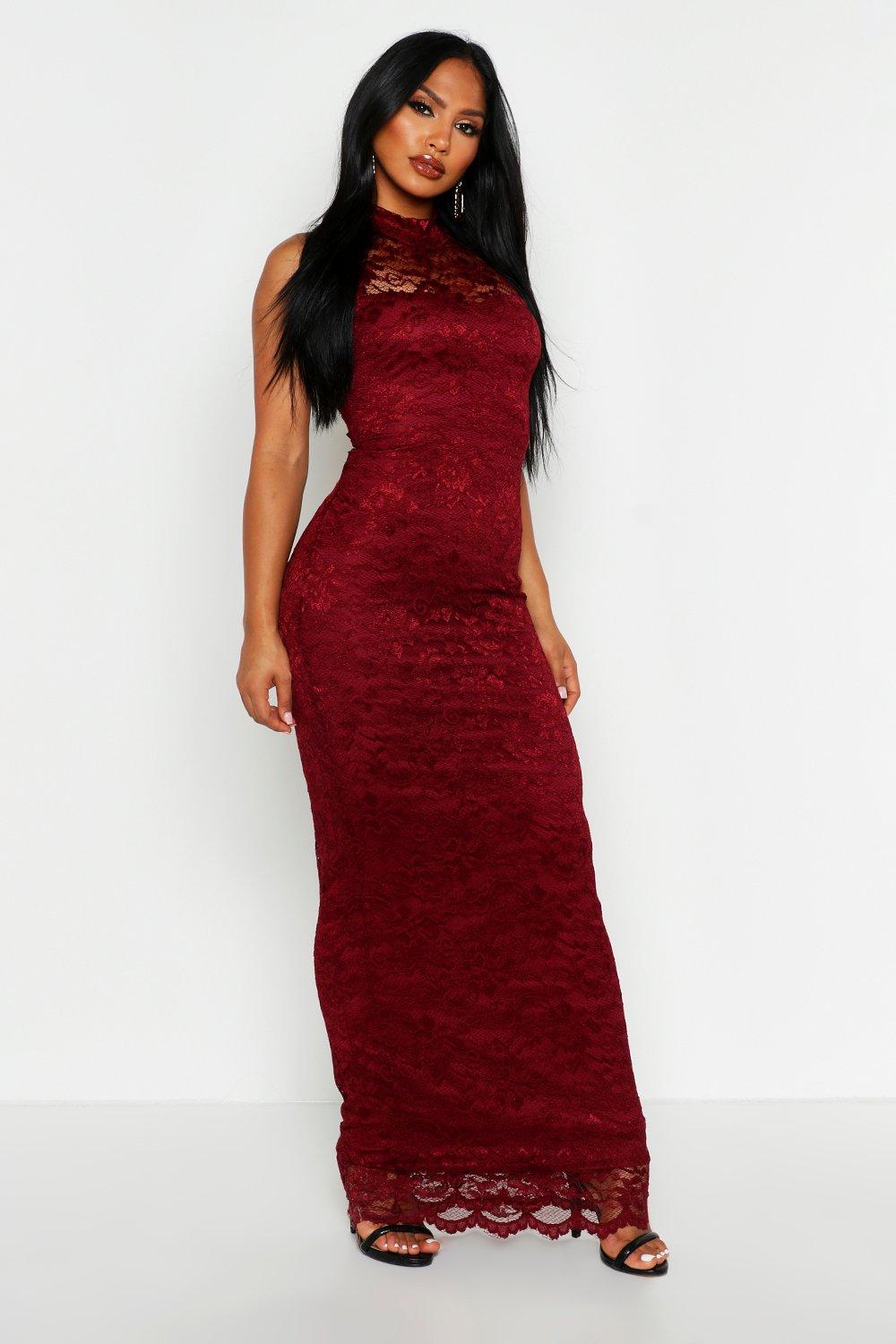 lace scallop maxi dress